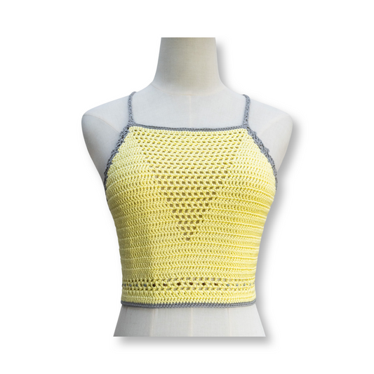 Crochet Crop Top (Yellow and Grey)